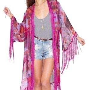 UNIF Tie Dye Fringe Kimono